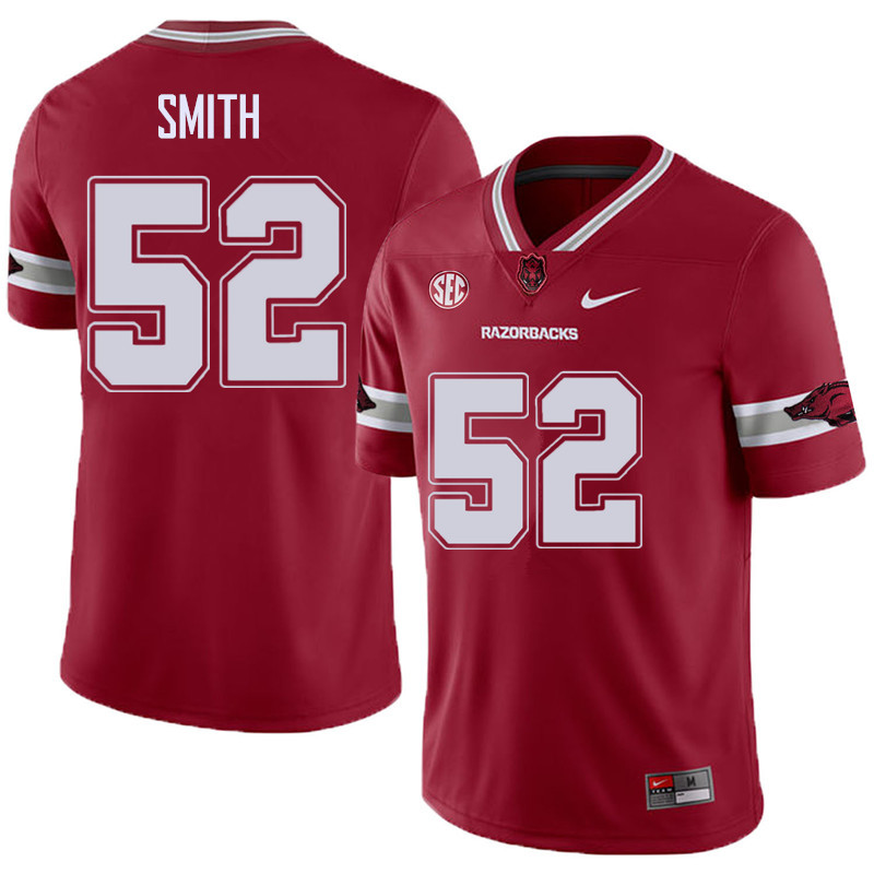 Men #52 T.J. Smith Arkansas Razorback College Football Alternate Jerseys Sale-Cardinal